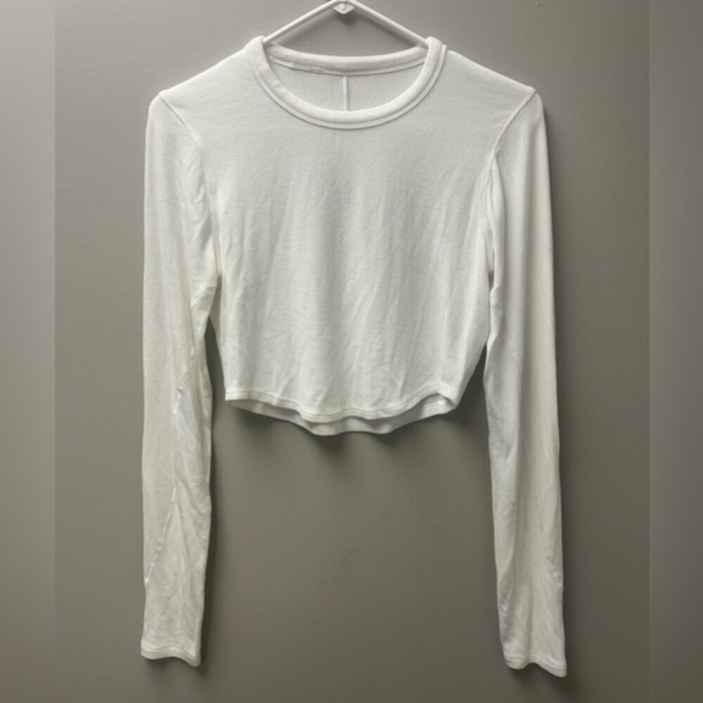 Lululemon White Hold Tight Cropped Long Sleeve Shirt